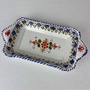 Hand Painted in Spain Small Tray with Bright Design 10" Handle to Handle‎